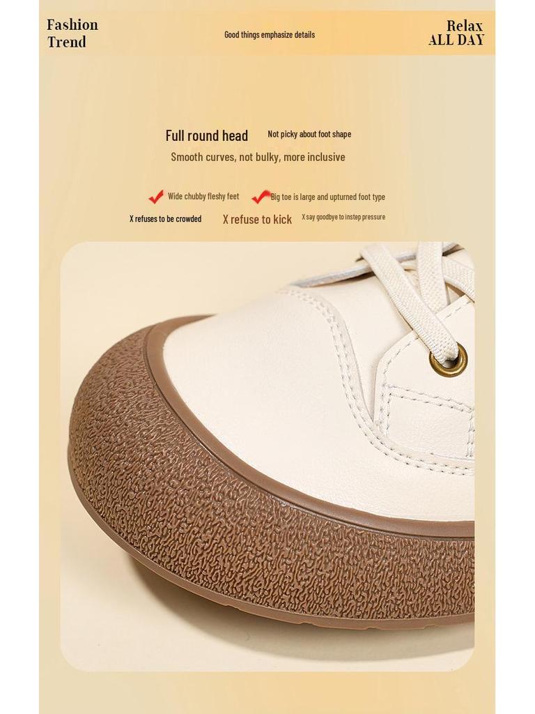 Genuine Leather Women's 2025 Casual Fashion Sneakers: Comfortable, Lightweight, Non-slip, Versatile, Soft Elastic, Wear-resistant for All Seasons