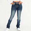 Damen Jeans mit hoher Taille und gewaschener Optik, modische, vielseitige Hose mit geradem Bein