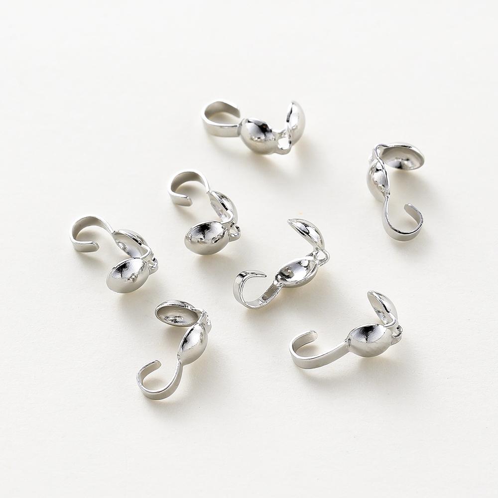 14K 18K Real Gold Plated Double-Cup Bead End Clasp Beads Open Cover Crimp Connector Bead For DIY Jewelry Making Necklace Compont