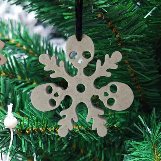Skull Snowflake Ornament 3D Printed Gothic Snowflake Xmas Tree Hanging Decoration for Tree Window Holiday Decor
