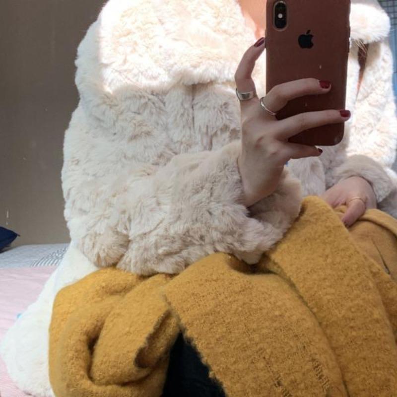 Winter new lamb plush imitation fur coat women's medium and long thin thickened imitation rabbit fur coat