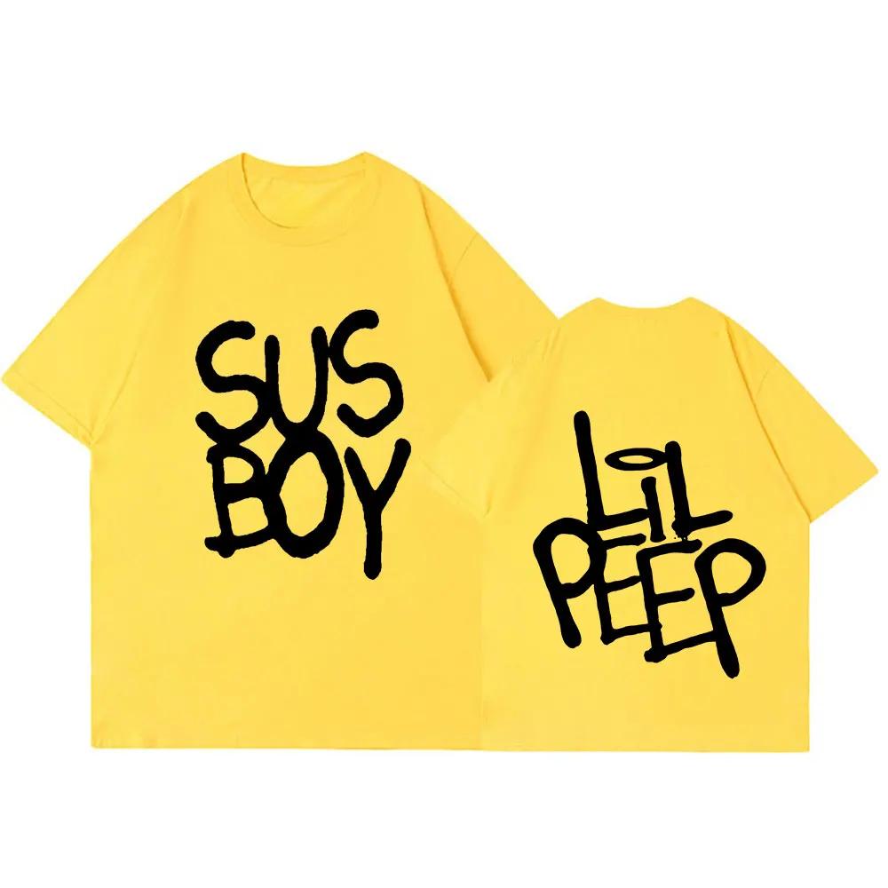 Rapper Lil Peep Sus Boy Pink T Shirt Men Women Fashion Short Sleeve Shirt High Quality Oversized Street Cotton Tees