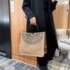 Retro Tote Bag Natural Linen Simple Shopping Bag Coarse Jute Fashion Linen Printing