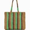 Advanced Striped Woven Bag, Handmade New Large Capacity Woven Bag, Single Shoulder Tote Bag, Women's Beach Bag