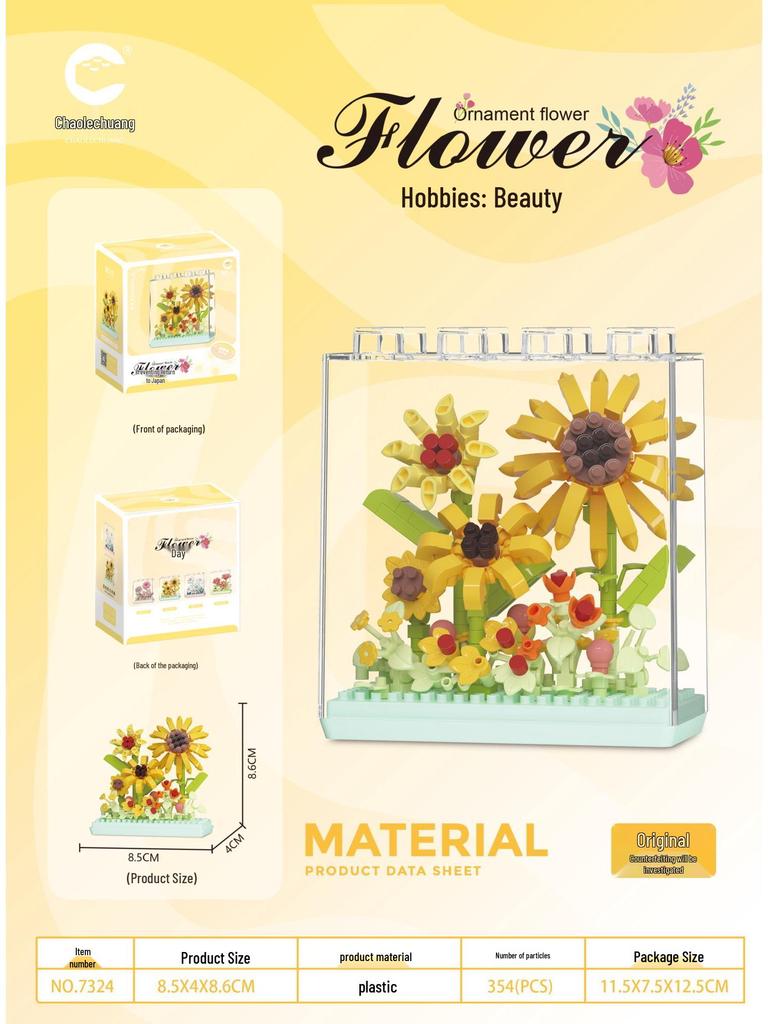 Preserved Flower Bonsai & Rose Succulent Building Blocks - Compatible with LEGO