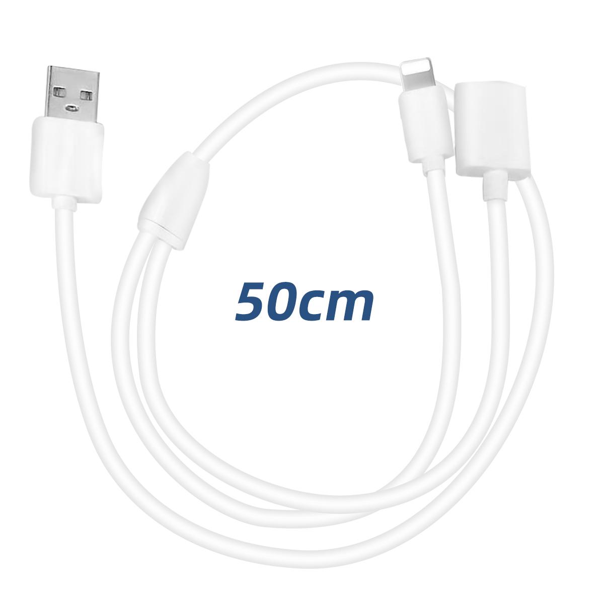 

USB-зарядний пристрій Fonken 2-в-1 для USB-кабелю для заряджання до адаптера Apple Pencil Lightning Cable для Pencil iPhone iPad Pro 50CM білий