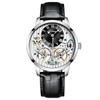 AILANG Orologi da Uomo Nero Doppio Tourbillon Cinturino in Pelle Orologi Meccanici Automatici Tourbillon Volante Impermeabile
