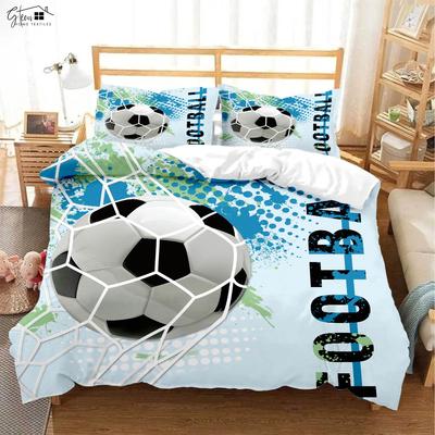 Cool Sports Acuarela Fútbol Funda Nórdica Impresa en 3D Juego de Cama de Tres Piezas Funda Nórdica Funda de Almohada para Habitación de Niño