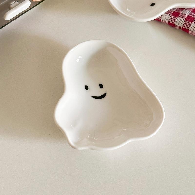

ins Cute Ghost Snack Dish Household Dipping Dish Ceramic Dish Sauce Oil Dish Salad Tomato Sauce Dish Vinegar Dish no specifications