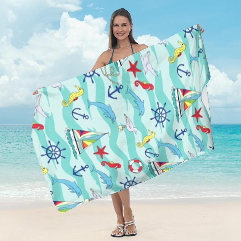 Ultrafine Microfiber Beach Towel Adults Quick-Dry Swim With Digital Print Lightweight Absorbent Bath Pool Sea Travel Yoga