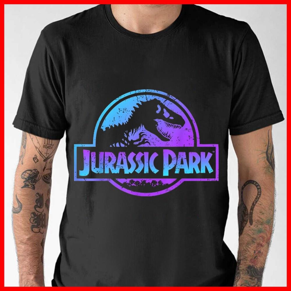Jurassic Park Blue Purple Fossil Logo Graphic Jurassic Park Black T-Shirt Unisex T-Shirt M
