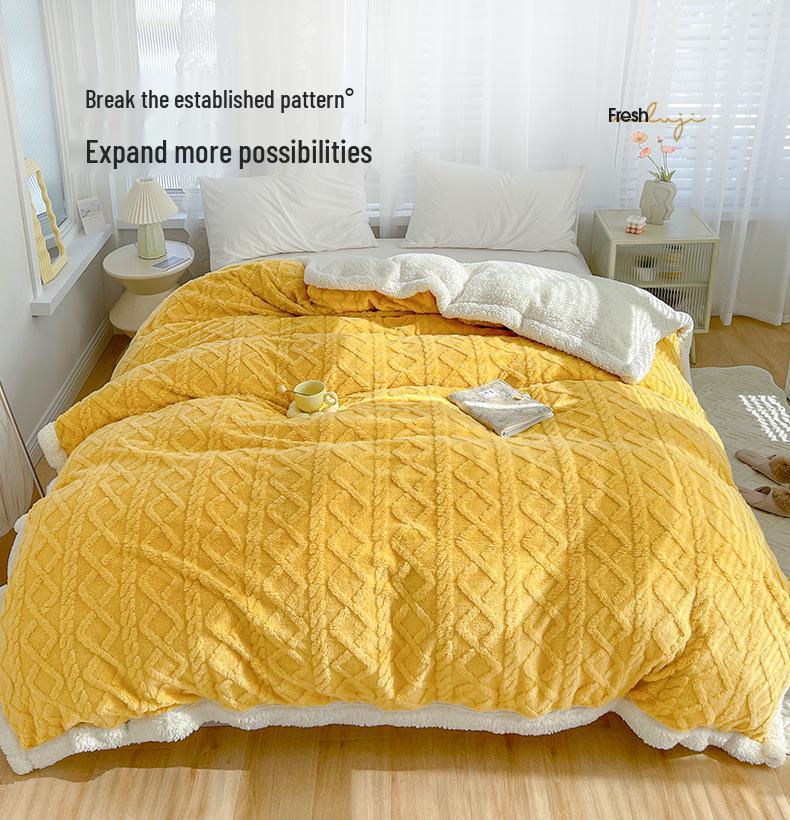 Velvet Taffeta Double-Layer Fleece Winter Blanket Quilt Cover for Office Nap