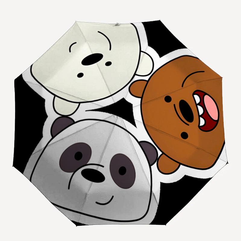 

1pc We Bare Bears Automatic Folding Umbrella - Compact 8-Rib Design,Festive Gift for Friends & Family, Compact Umbrella 22033