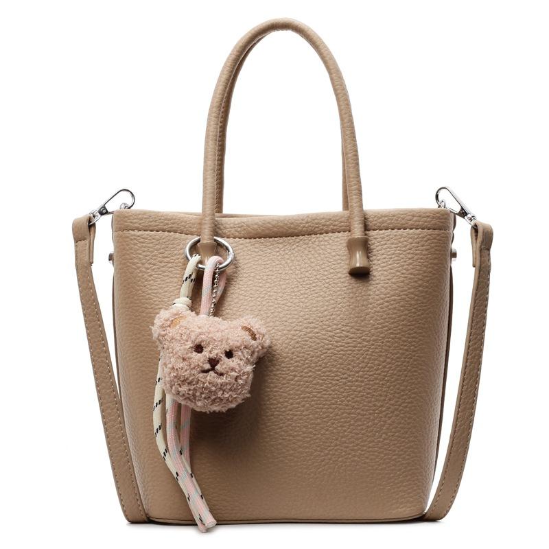 Lychee Pattern Portable Bucket Bag Women'S Simple Trend Shoulder Bag Foreign Style Versatile Messenger Bag