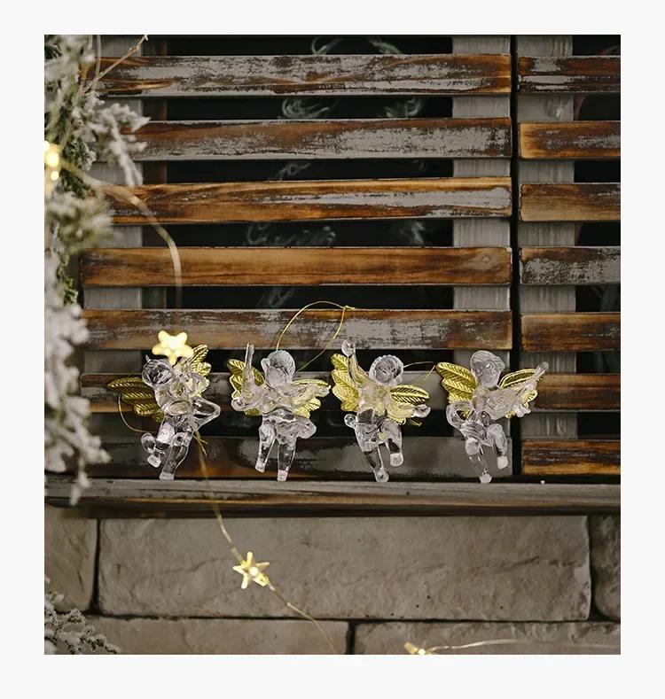 1 Set Christmas Series Transparent Angel Pendant New Little Angel Christmas Tree Ornament Party Decoration Supplies Accessories