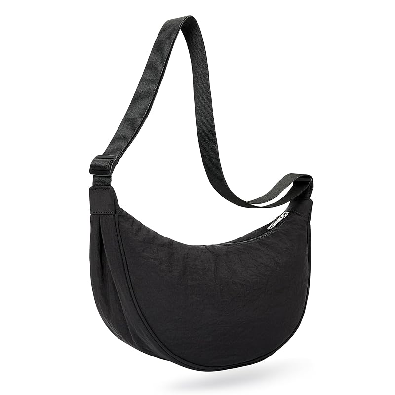 

[KALIDI] tote bag ladies Crossbody shoulder bag crescent moon shape large capacity shoulder bag nylon Adjustable shoulder belt with zipper unisex
