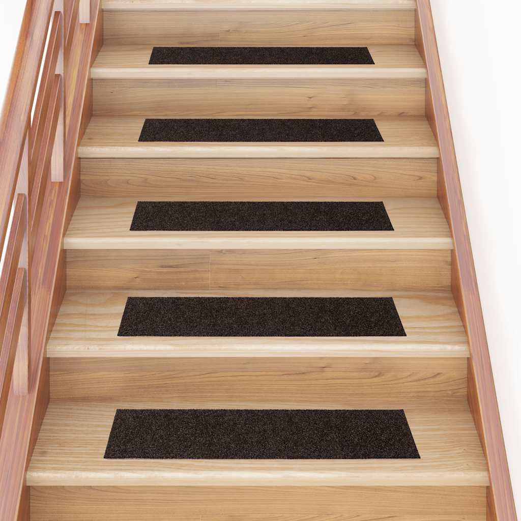 Self Adhesive Stair Treads 15 pcs 76 x 20 cm Dark Brown Rectangular