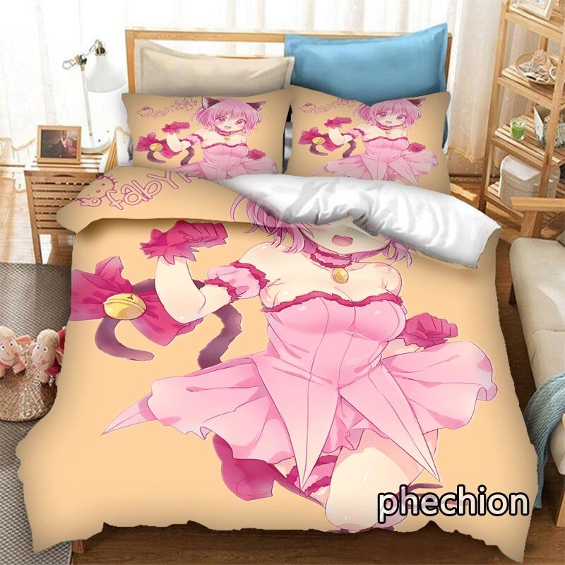3D Printing Anime Tokyo Mew Mew 3D Print Bedding Set Duvet Covers Pillowcases One Piece Comforter Bedding Sets Bedclothes Bed