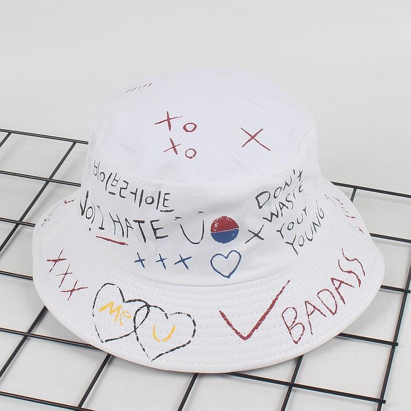 New Graffiti Letter Bucket Hat Men and Women Hip Hop Hip Hop Hat Outdoor Sunscreen Sun Hat Tide