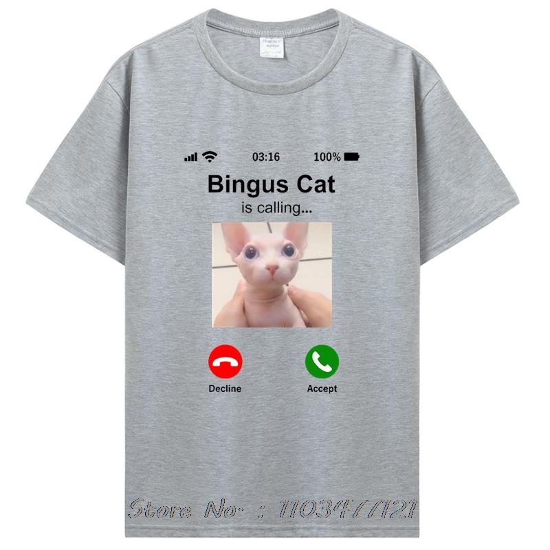 Lustiges Bingus-Katzen-T-Shirt mit Aufdruck „Cat Is Calling“ – Sommer-Style, Grafik, Baumwolle, Streetwear, Kurzarm, Geschenkidee zum Geburtstag, Herrenbekleidung