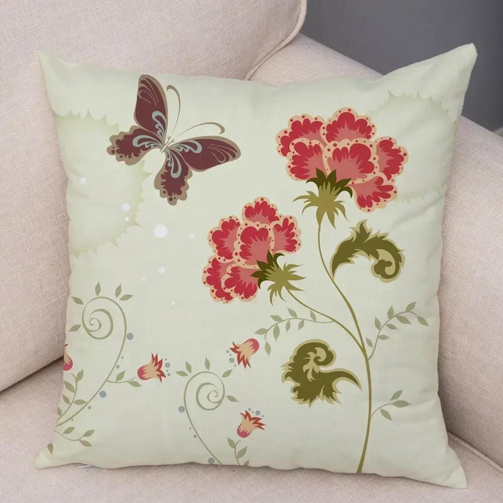 Customizable Bedroom Living Room Sofa Family Geometric Pillowcase Colorful Flower Printing Group Decoration Pillowcase