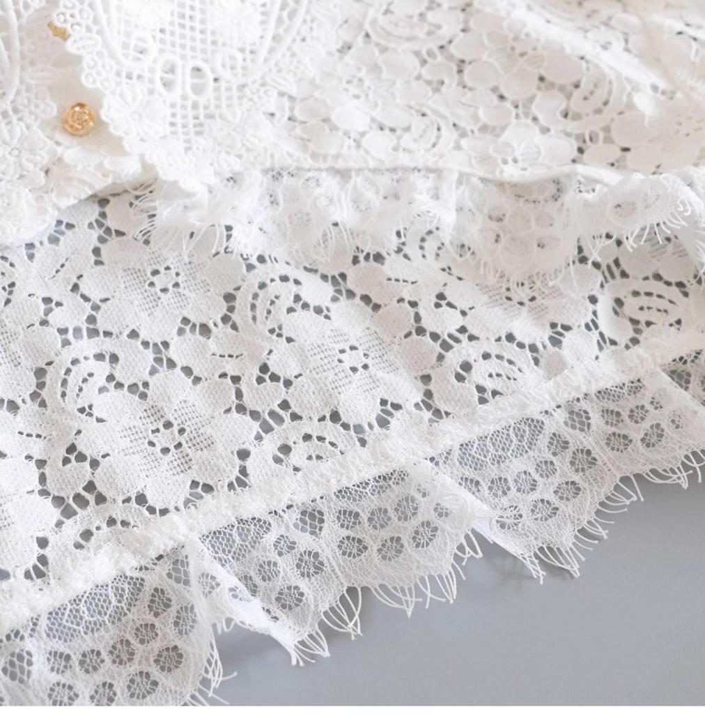 Letni top z koronki: Damska koszula z długim rękawem z ochroną przed słońcem - Modny szal spódnicowy peleryna