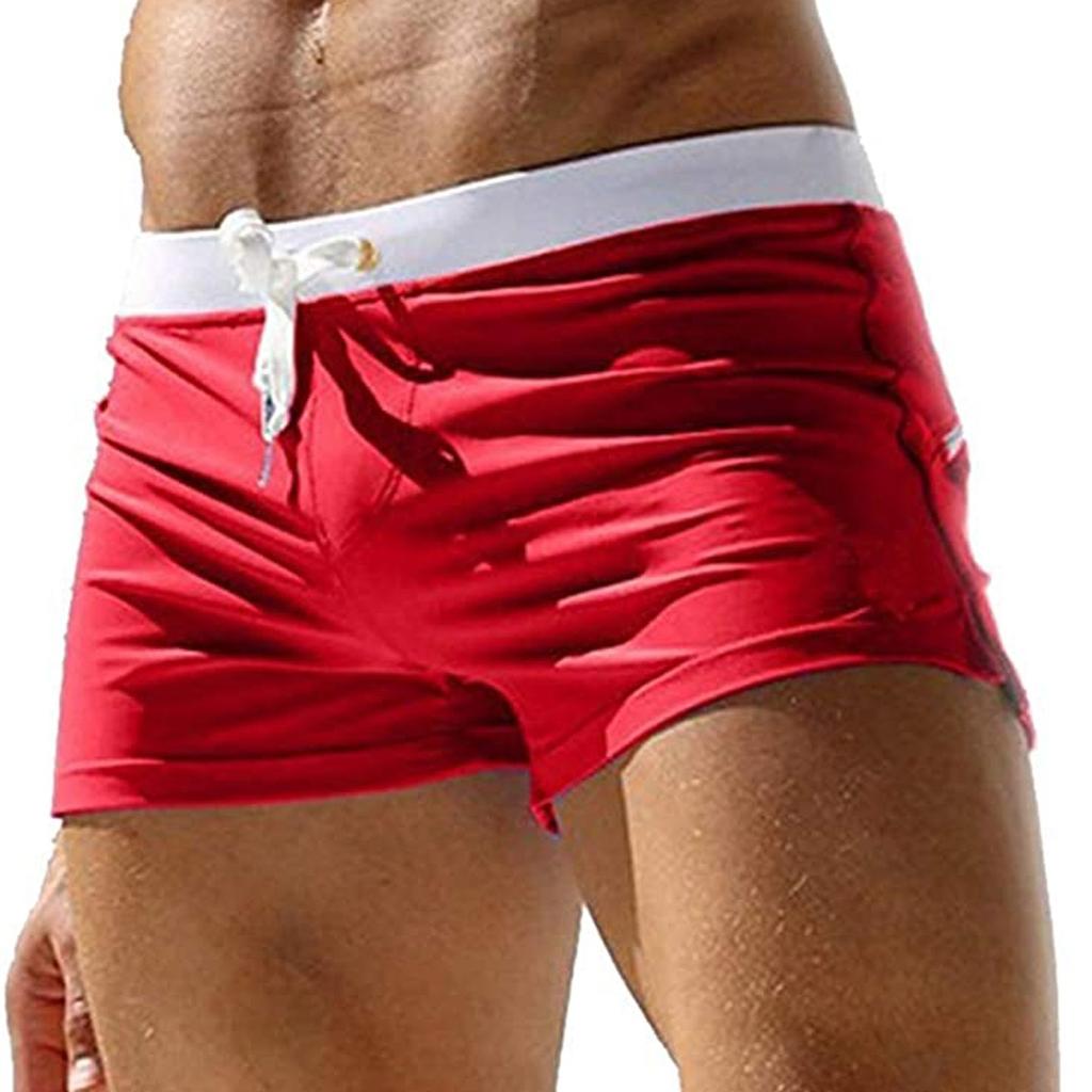 Herremote Hurtigtørkende Design med Baklomme Ensfarget Flats Strand Badeshorts