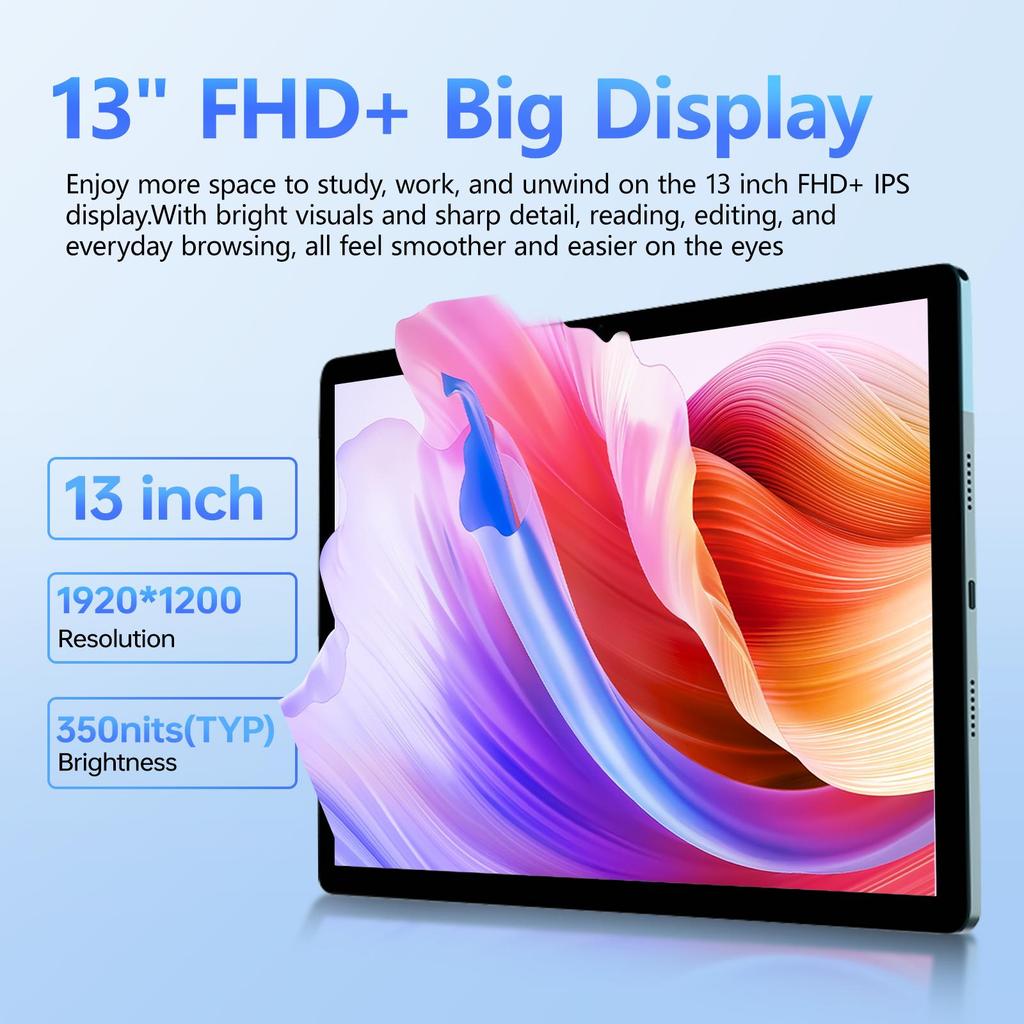 DOOGEE U13 VIP Android 16 Tablet 13 Inches,32GB+256GB/2TB Gaming Tablets, 11000mAh Tablet with Keyboard/Pen/Mouse,Four Speaker Tablet