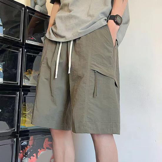 Men's Knee Length Shorts Loose Fit Cargo Shorts with Drawstring Waist