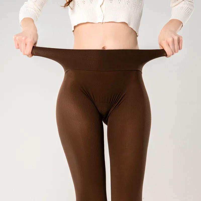 Damen Samt Hohe Taille Nahtlose Schritt Strumpfhose Lycra Herbst Winter Sexy Hochelastisch Hüftlift Strümpfe