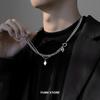 Square Cross Necklace For Men Women Double Layered Titanium Steel Simple Collar Chain Luxury Design  Unisex Accessories