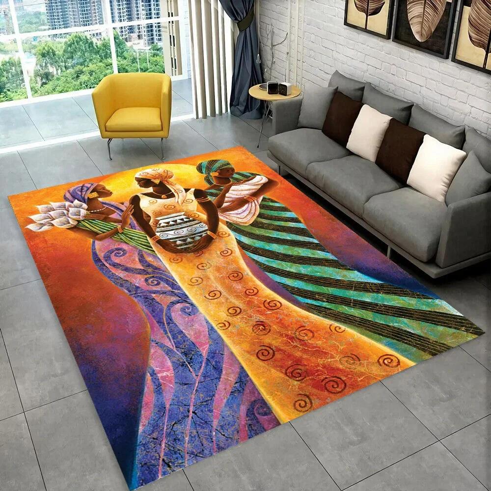 3D Africa Ethiopian Painting Art Carpets Cartoon Area Rug ,Carpet for Home Living Room Sofa Doormat Decor,Non-slip Floor Mats