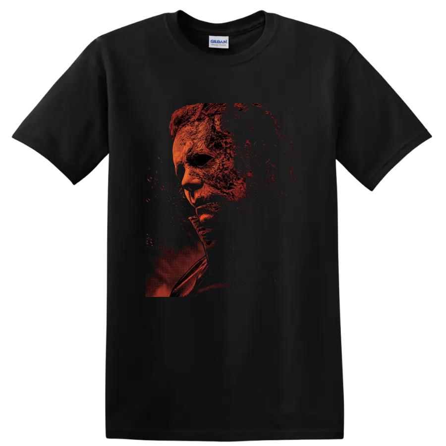 Horror Masked Slasher Portrait T Shirt Vintage Orange Black Graphic Tee Gift