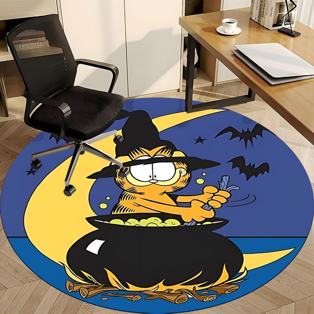 1pc Halloween Garfield Office Round Area Rug, Under Office Chairs Bedroom Living Room Home Decor, Room Deco