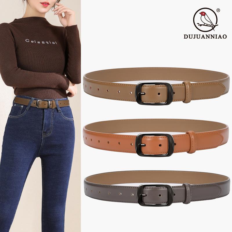 

Ladies Belt Simple Decorative Jeans With Black Pin Buckle Head Belt 105cm