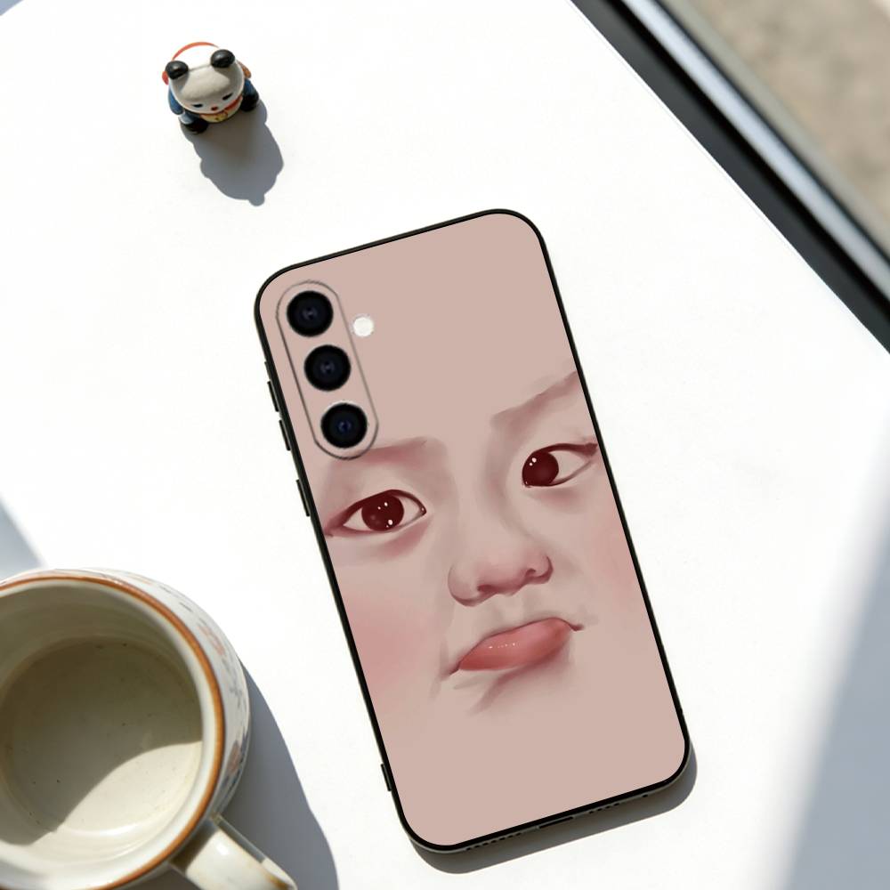 Abstract facial expression Phone Case For Samsung Galaxy A73,A72,A71,A70,A53,A52,A51,Soft Silicone Black Cover Samsung a70