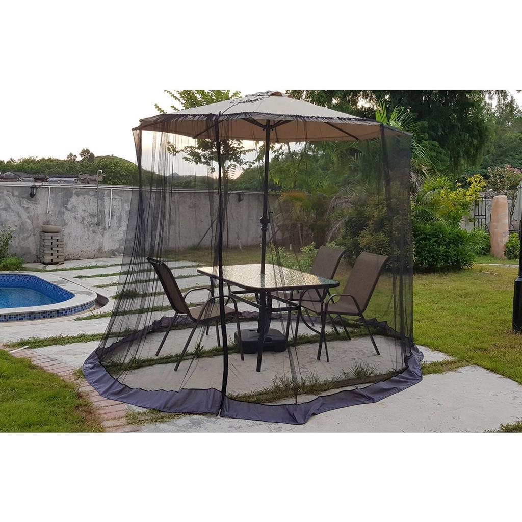 Sombrilla de Exterior Red Anti-Mosquitos Cenador Red Anti-Mosquitos Carpa Paraguas Recto--A2 Tipo Paraguas de Brazo Curvo Plátano 250-300C
