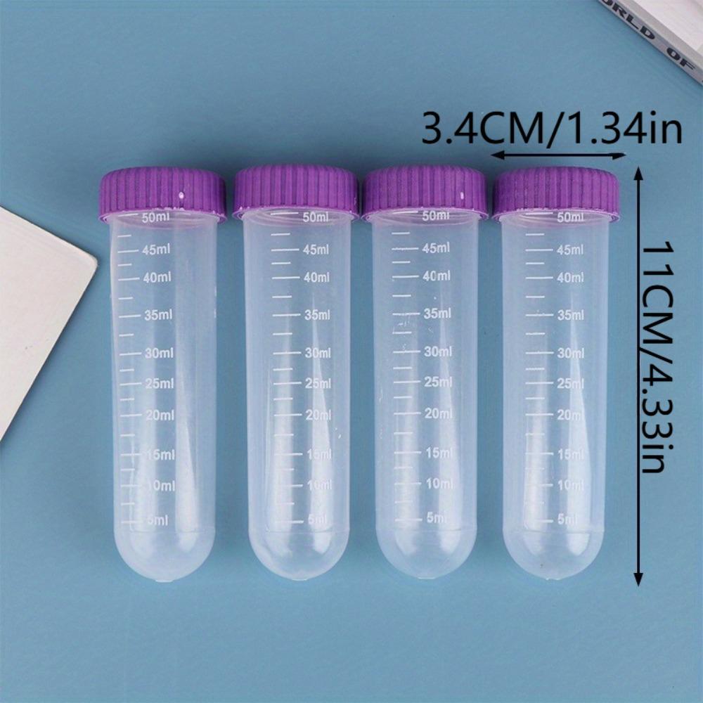 Test Tubes 4Pcs Test Tubes With Rack Plastic Test Tubes With Caps Science Tubes Bottles Holder For Scientific Experiments Set