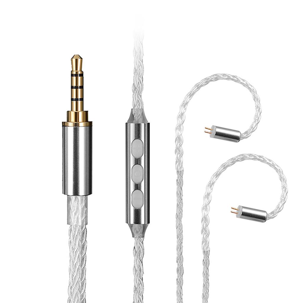 3.5mm/Type-C Headphone Cable 8Core Silver Plated Braided Earphone Cable 2Pin 0.78mm Plug Replacement Earphone Cable