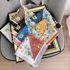 Printemps et été nouvelle mode florale petit carré foulard foulard pour femmes décoratif imitation soie frais contrastant satin bandeau