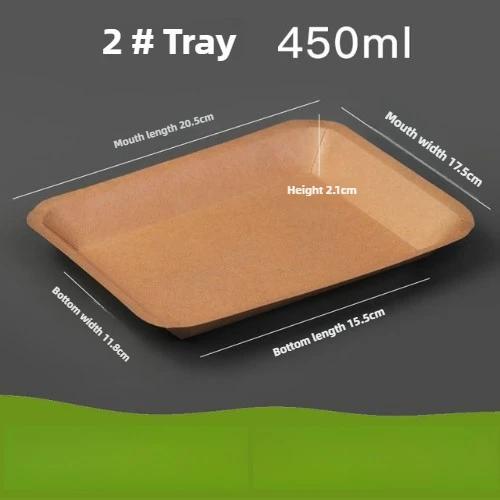 Disposable Food Grade Kraft Paper Lunch Box Waterproof Oil-proof Square Paper Plate Snack Tray Thickened Fruit Barbecue Plate