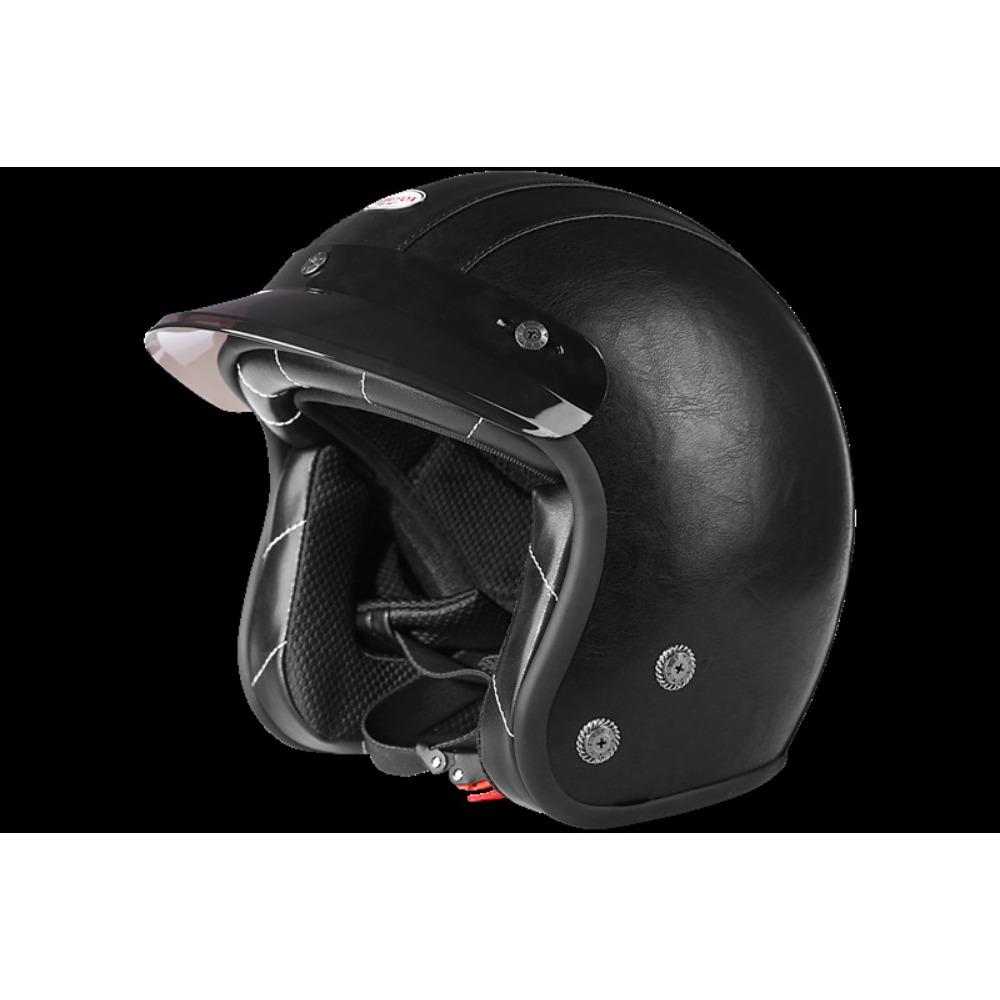 Vintage Helmet Leather Lined Motorcycle Full Helmet Removable Chin Locomotive Men's and Women's Lightweight Small Shell