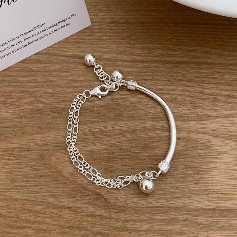 VENTFILLE Bracelet en argent sterling 925 avec perles et nœuds en bambou pour femme et fille, bijoux coréens simples, cadeau d'anniversaire, livraison directe