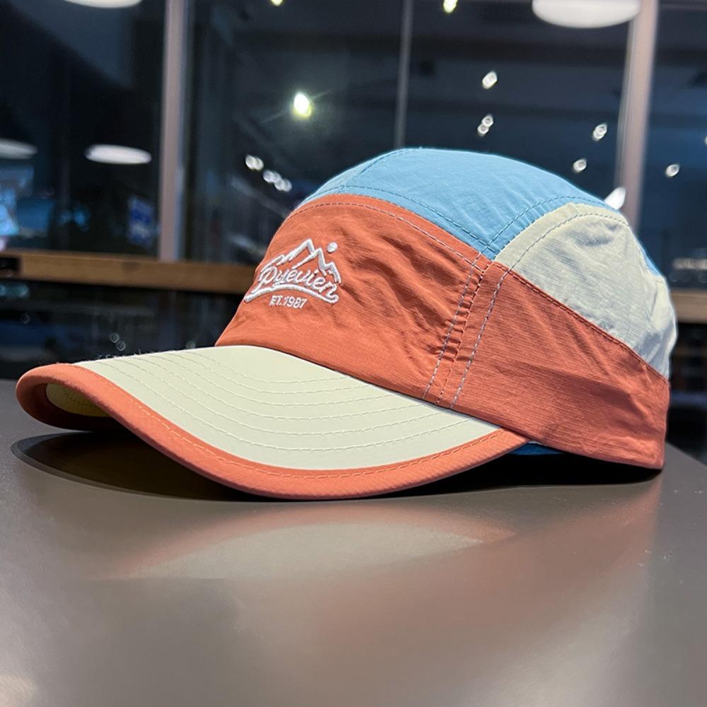 Fashion Quick-Dry 5-Panel Baseball Cap Letter Spring Summer Duckbill Cap Breathable Color-Block Thin Sunshade Hat For Men Women