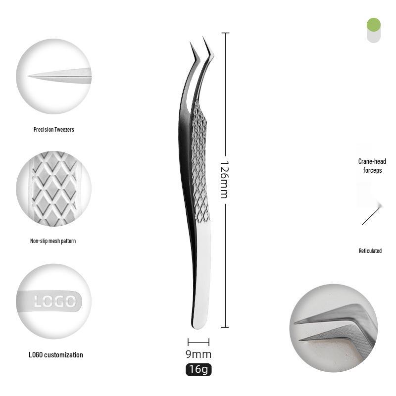 Golden Feather Stainless Steel Eyelash Tweezers for Grafting and Extensions