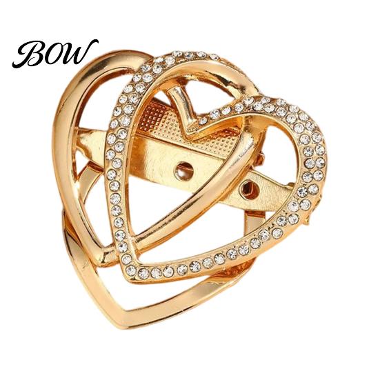 Multi-purpose Jewelry Pin Double Layered Love Heart Brooch, Rhinestone Lapel for Men Non-slip Brooch Women, Decorative Badge Clothes Bag Hat