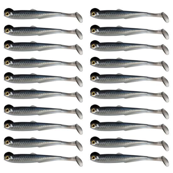 20 Pcs Fishing Lure 3D Artificial Fish with T Tail Flexible Fish Bait for Texas Jigs Wacky Hooks Outdoor Fishing