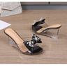Kobiety seksowne 8cm kryształowe sandały na obcasie z kokardką Trend taneczny pantofel LFD-1098-113