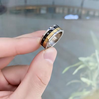 Men's Roman Numeral Rotating Titanium Steel Ring – Non-Fading, Versatile Fashion Jewelry