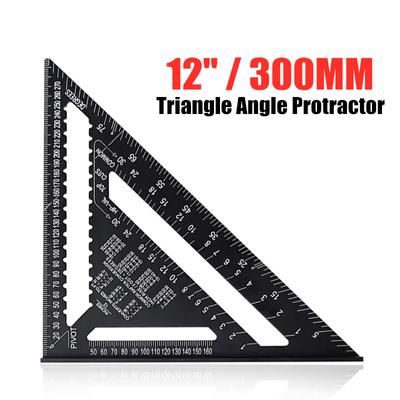 12 Inch Speed Square Metric Triangle Ruler Aluminum Alloy Measuring Ruler Woodworking Angle Protractor Building Framing Tools